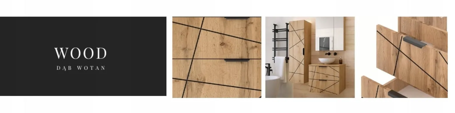 Zestaw Łazienkowy 80cm Szafka z Blatem Regał Umywalka Dąb Wotan Wood