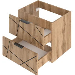 Zestaw Łazienkowy 80cm Szafka z Blatem Regał Umywalka Dąb Wotan Wood