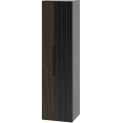 Zestaw Łazienkowy 120cm Szafka z Blatem Umywalka Słupek Czarny Mat / Orzech