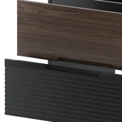 Zestaw Łazienkowy 120cm Szafka z Blatem Umywalka Słupek Czarny Mat / Orzech