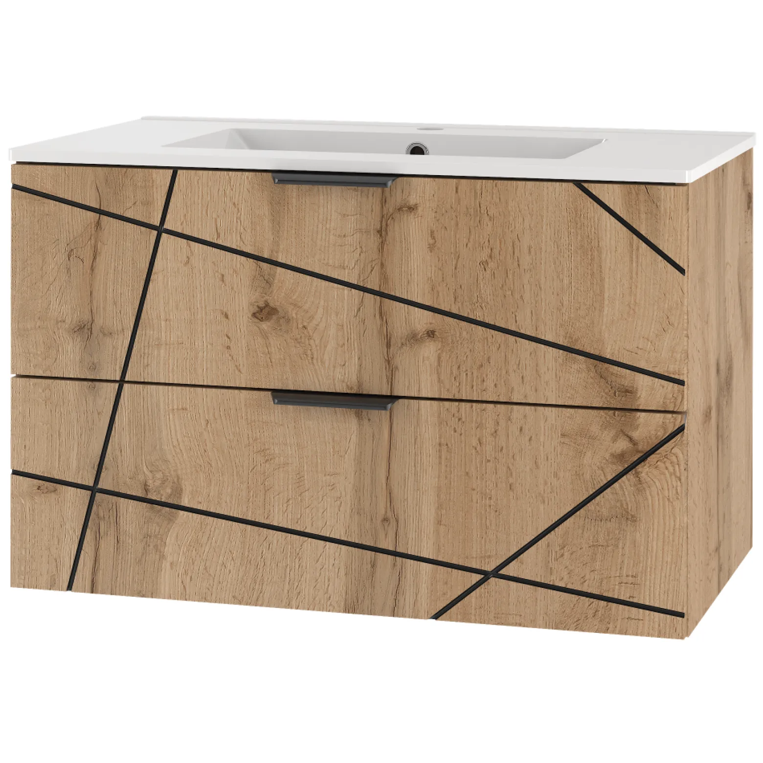 Zestaw Łazienkowy 80cm Szafka z Umywalką Dąb Wotan Wood