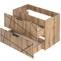 Zestaw Łazienkowy 80cm Szafka z Umywalką Słupek Dąb Wotan Wood