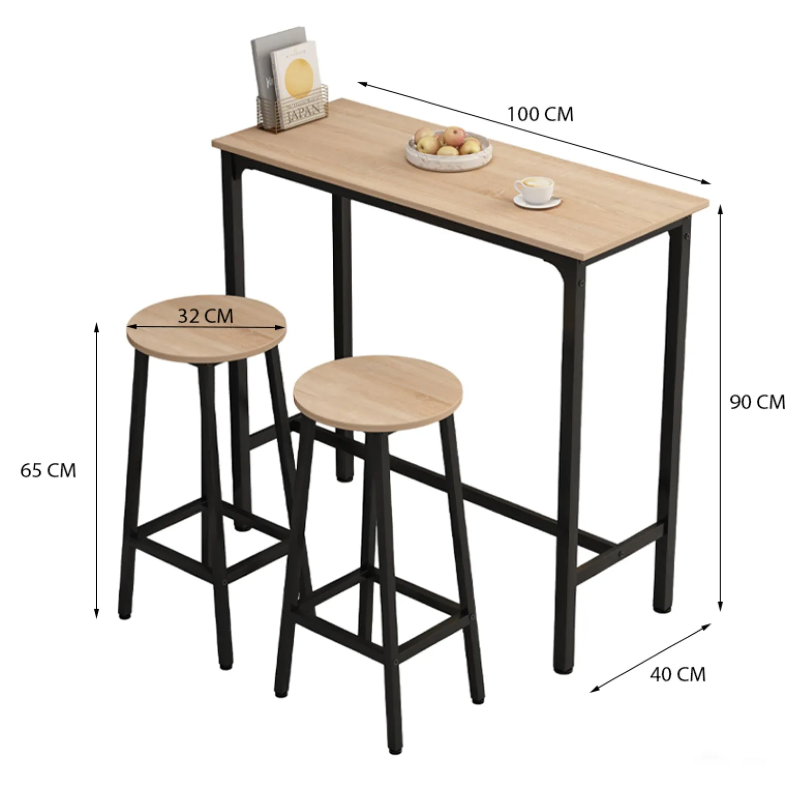 Zestaw barowy stół kuchenny + 2 krzesła hoker nowoczesny industrialny 100CM