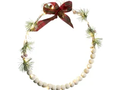 Zestaw 3 dekoracji świątecznych LED wianek biały
