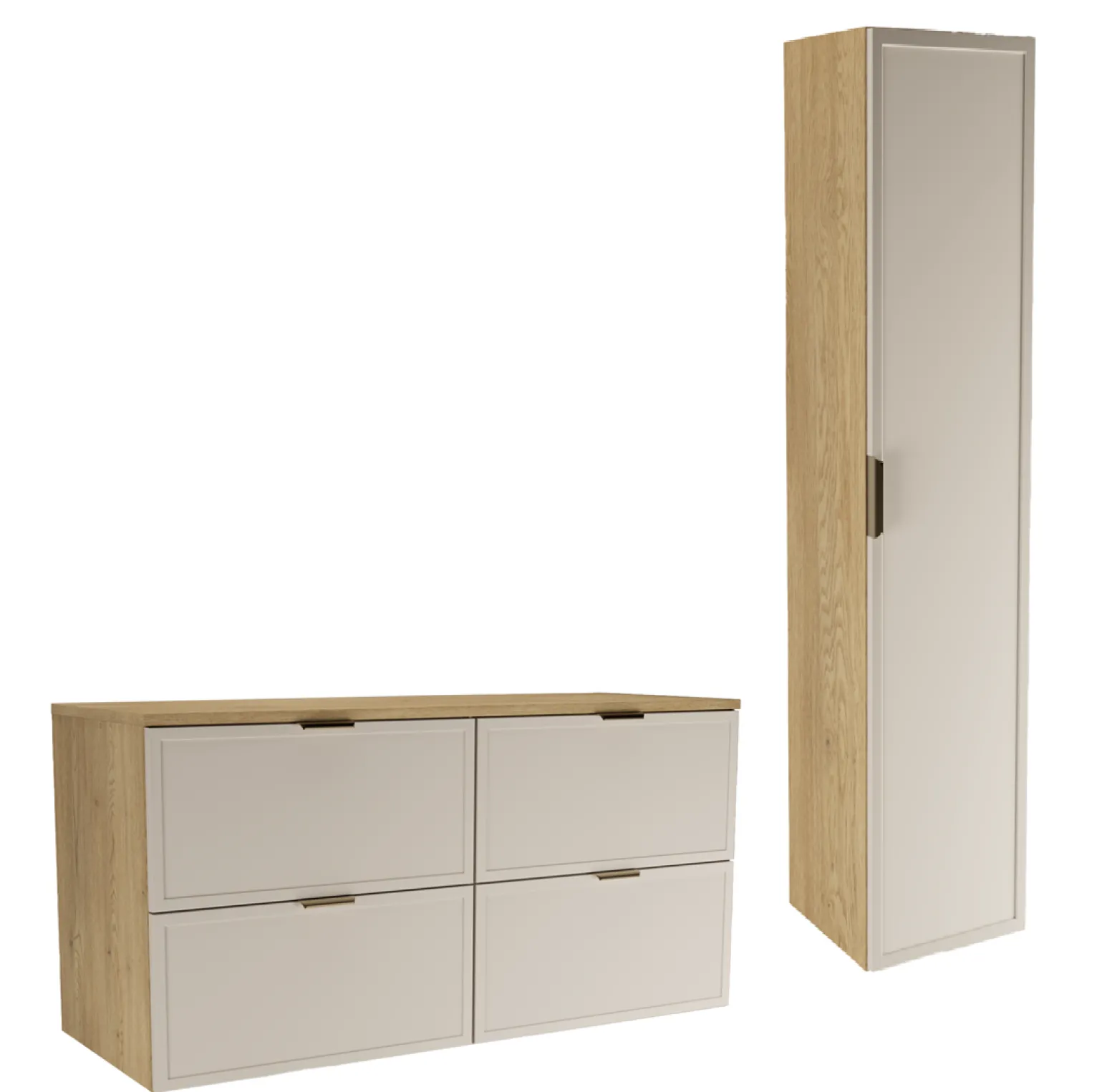 Zestaw do Łazienki 120cm Szafka Blat Słupek Fronty Ramka Cremona/Kaszmir