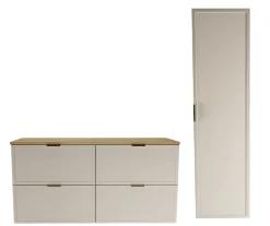 Zestaw do Łazienki 120cm Szafka Blat Słupek Fronty Ramka Cremona/Kaszmir