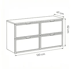 Zestaw do Łazienki 120cm Szafka Blat Słupek Fronty Ramka Cremona/Kaszmir