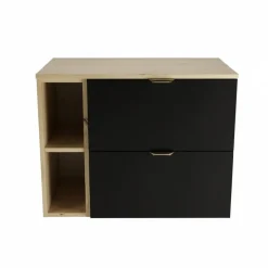 Zestaw do Łazienki 80cm Szafka z Blatem i Regałem Dąb Artisan / Czarny