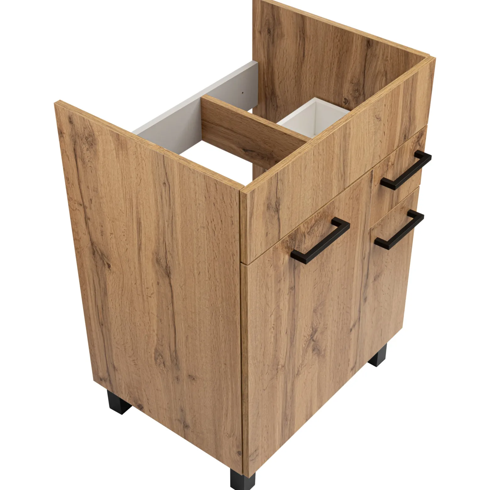 Zestaw do Łazienki 60cm Szafka z Umywalką Słupek 40cm Dąb Wotan