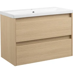 Zestaw do Łazienki 80cm Szafka z Umywalką Ryflowane Fronty Aria