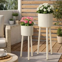 Zestaw donic na stojakach Nordic Bloom białe metalowe 2 szt.