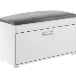 Zestaw Do Przedpokoju Fala 1WP4 Biały Szary 80X37,7X215 Cm Welur Szary