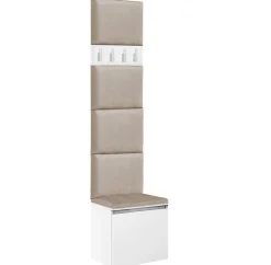 Zestaw Do Przedpokoju 1P4 Biały/Beż 50X37X212 Cm Welur Beż