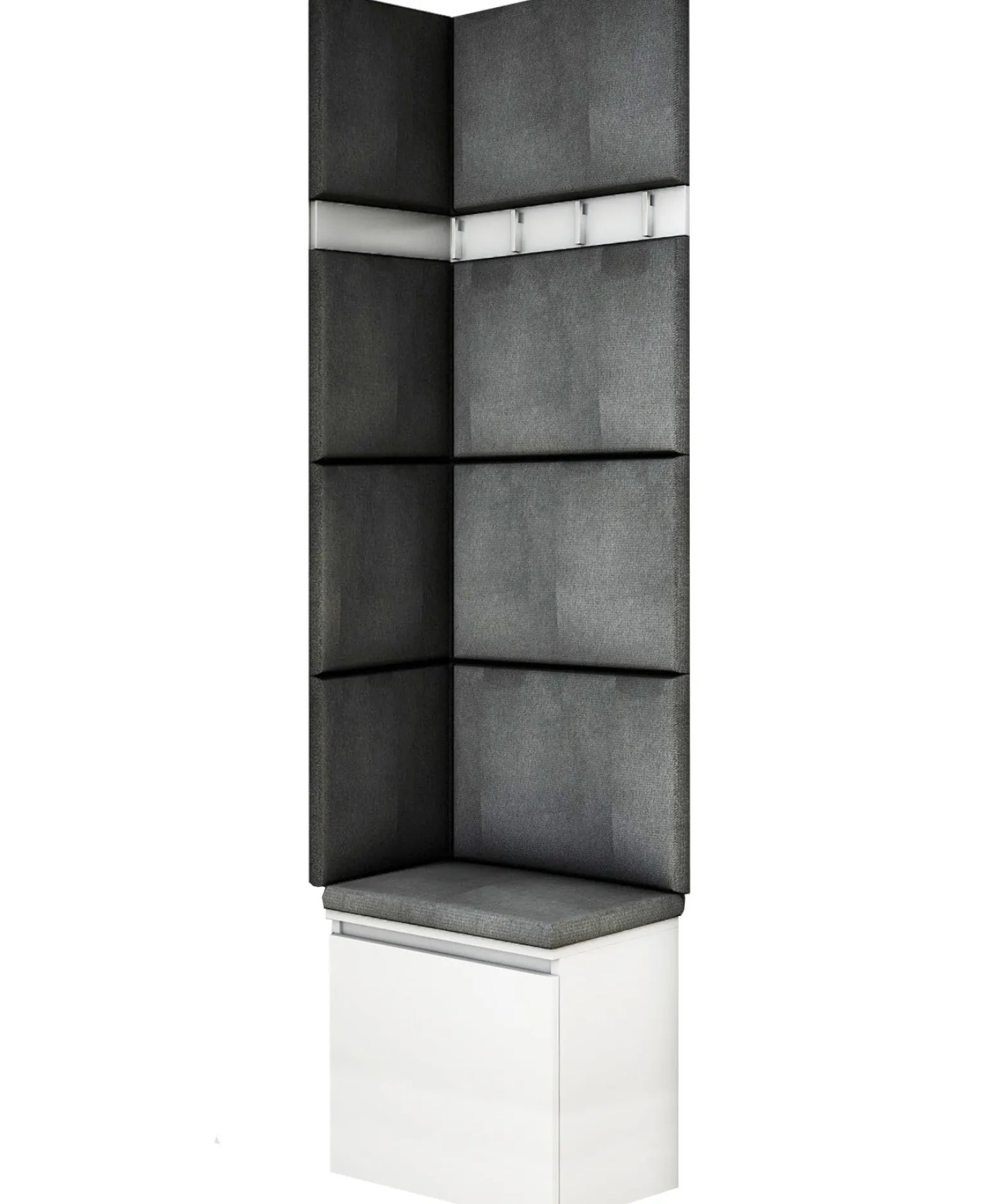 Zestaw Do Przedpokoju 1P8 Biały/Szary 50X37X212 Cm Welur Szary