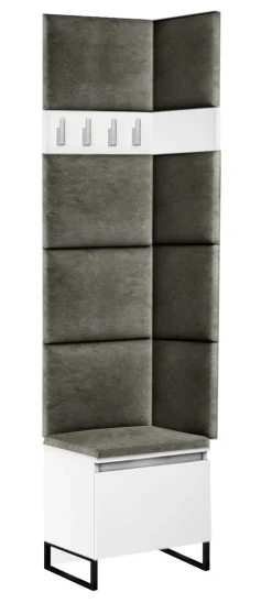 Zestaw Do Przedpokoju 1Pp8 Biały/Szary 50X37X224 Cm Welur Szary