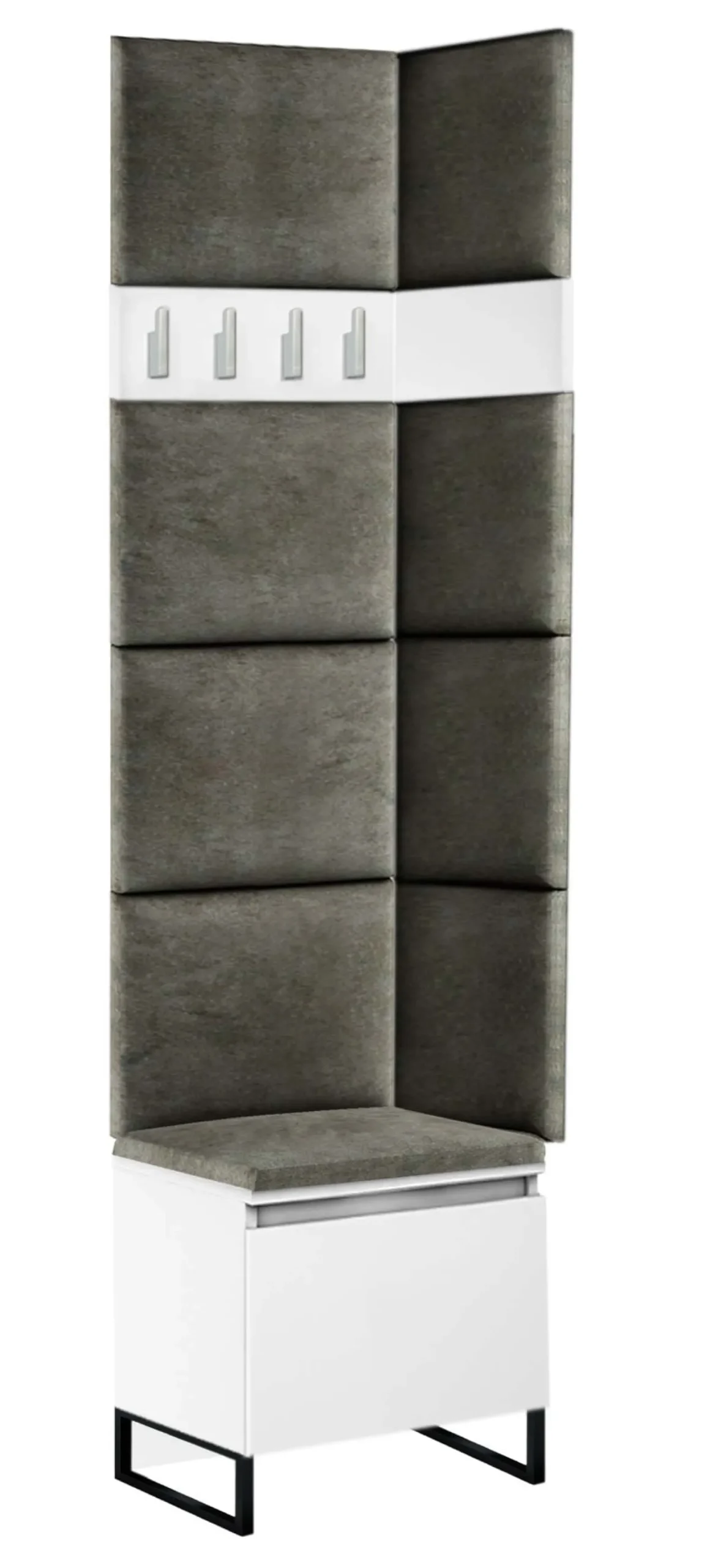 Zestaw Do Przedpokoju 1Pp8 Biały/Szary 50X37X224 Cm Welur Szary