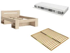 Zestaw łóżko Nepo Plus dąb sonoma ze stelażem i materacem Premia 160x200