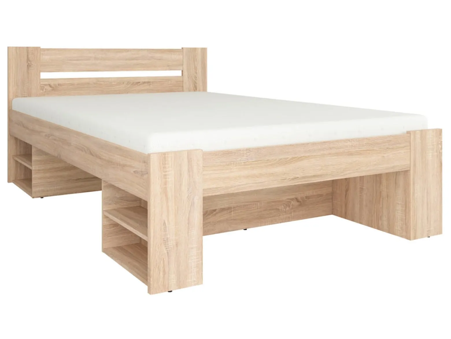 Zestaw łóżko Nepo Plus dąb sonoma ze stelażem i materacem Premia 140x200