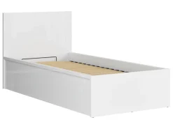 Zestaw łóżko Tetrix biały połysk ze stelażem i materacem Merida 90x200