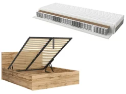 Zestaw łóżko Tetrix dąb wotan ze stelażem i materacem Ceres AV 160x200