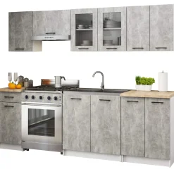 Zestaw kuchenny AKORD OLIWIA 240 cm Szary Beton 240x46x203cm