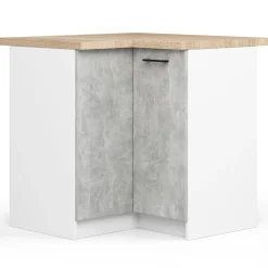 Zestaw kuchenny narożny Oliwia biały, beton mat 300x46x203cm