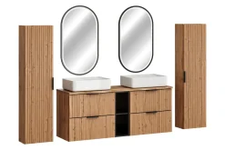 Zestaw Mebli Łazienkowych Adel Oak 140cm z Blatem, Dwoma Umywalkami