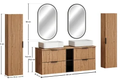 Zestaw Mebli Łazienkowych Adel Oak 140cm z Blatem, Dwoma Umywalkami