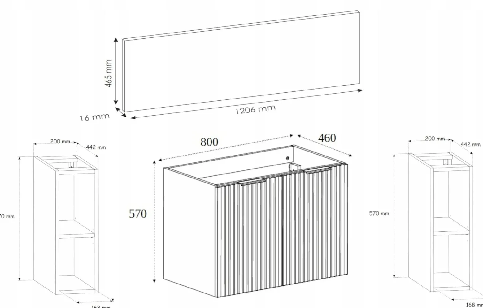 Zestaw mebli łazienkowych 120 cm dąb craft