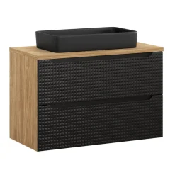Zestaw mebli łazienkowych 90cm z blatem i umywalką nablatową Luxor Black
