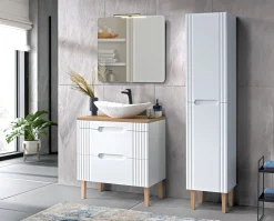 Zestaw Mebli Łazienkowych Fiji White 80 cm z Umywalką Nablatową, Szafką