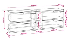 Zestaw mebli łazienkowych pod umywalkę, kaszmir / dąb Craft, 180 x 58 cm