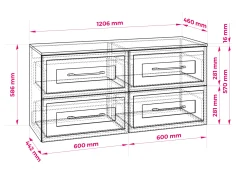 Zestaw mebli łazienkowych pod umywalkę biała / dąb Craft, 120 x 46 x 58 cm