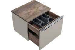 Zestaw Mebli Łazienkowych Santa Fe Taupe 80cm z Blatem, Umywalką Nablatową