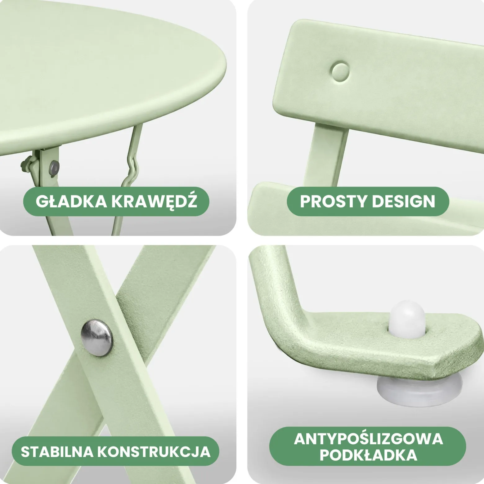 Zestaw mebli balkonowych ORION stół i krzesła zielony