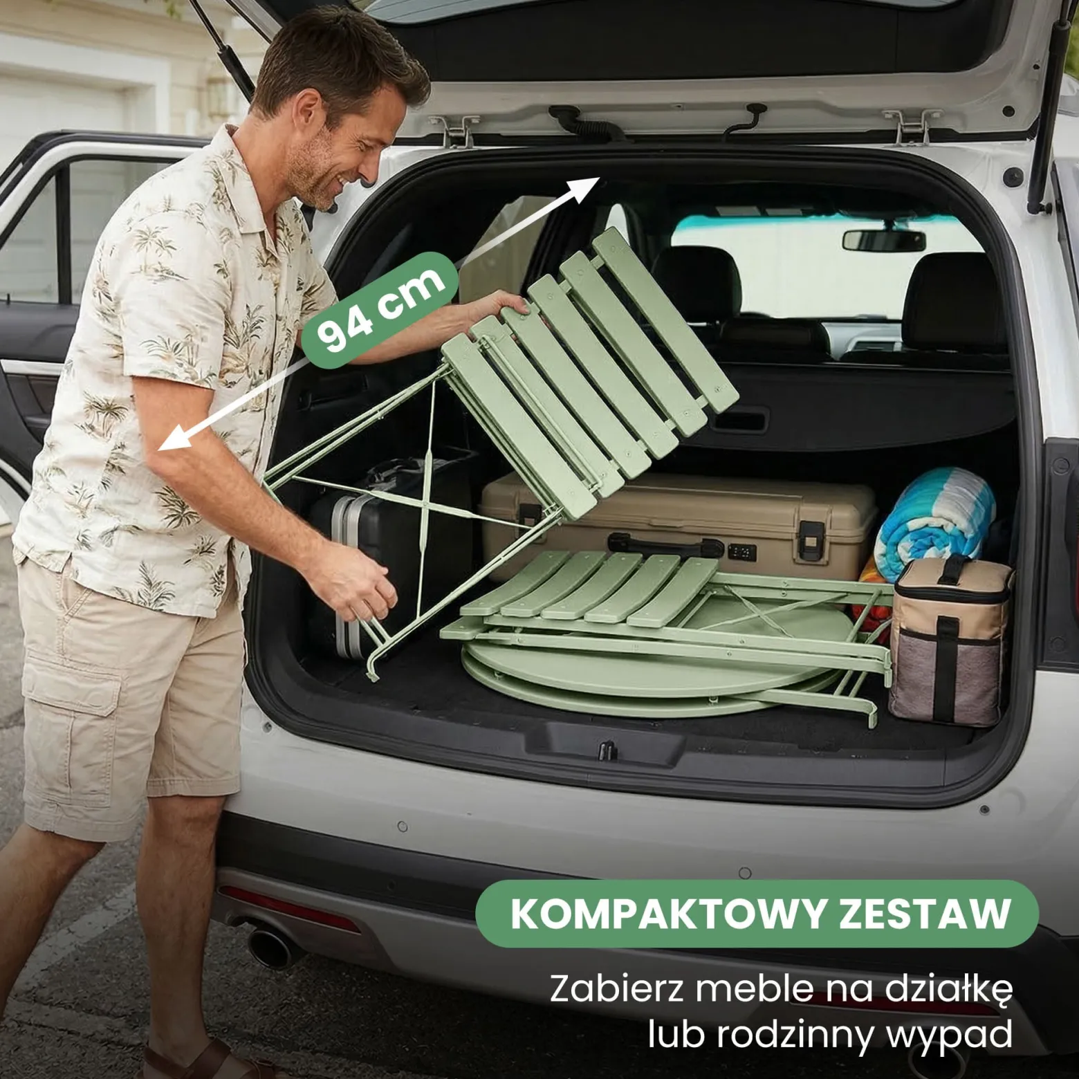 Zestaw mebli balkonowych ORION stół i krzesła zielony