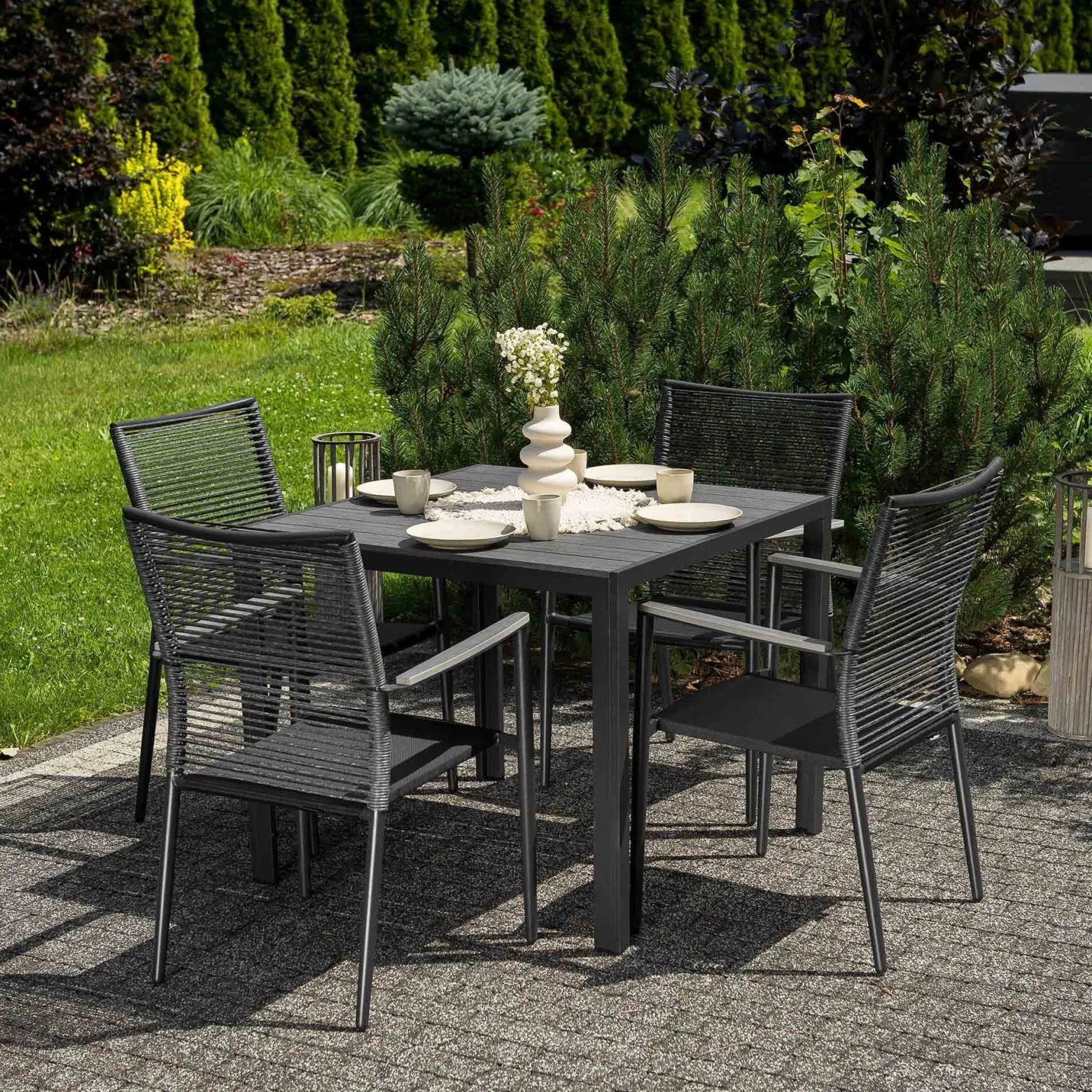 Zestaw mebli ogrodowych aluminiowych di volio Carineo 4+1