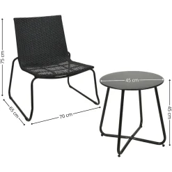 Zestaw mebli ogrodowych BELFORT 2 fotele i stolik kawowy metal rattan