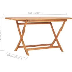 Zestaw mebli ogrodowych Brąz 160 x 80 x 75 cm Drewno tekowe Without armrest
