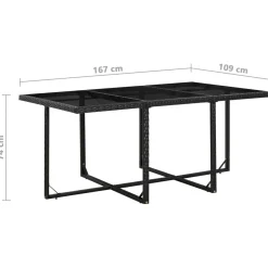 Zestaw mebli ogrodowych Czarny Stół o długości 167 cm Technorattan 10x
