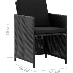 Zestaw mebli ogrodowych Czarny Stół o długości 167 cm Technorattan 10x