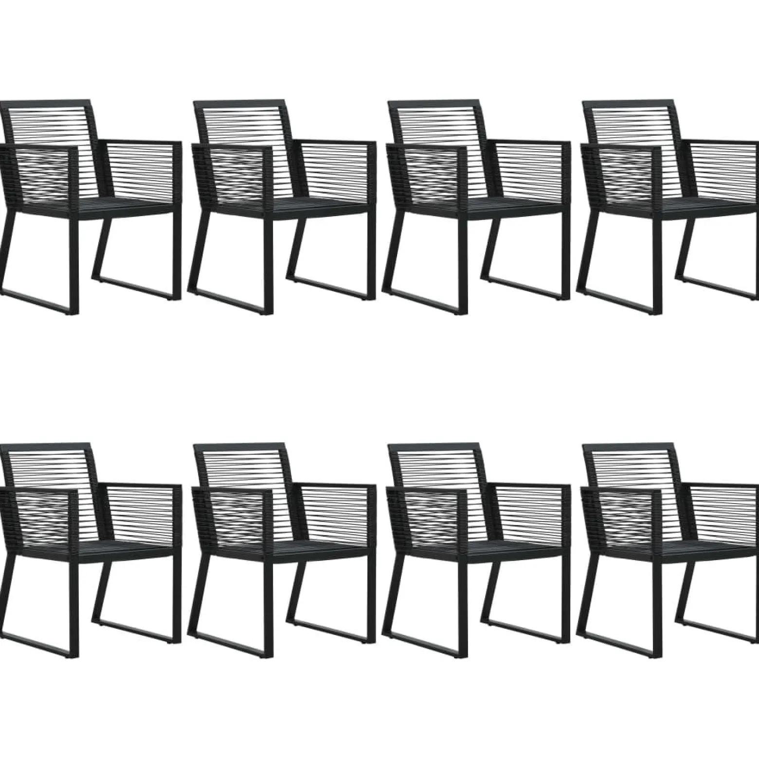 Zestaw mebli ogrodowych Czarny 190 cm table length PVC vidaXL