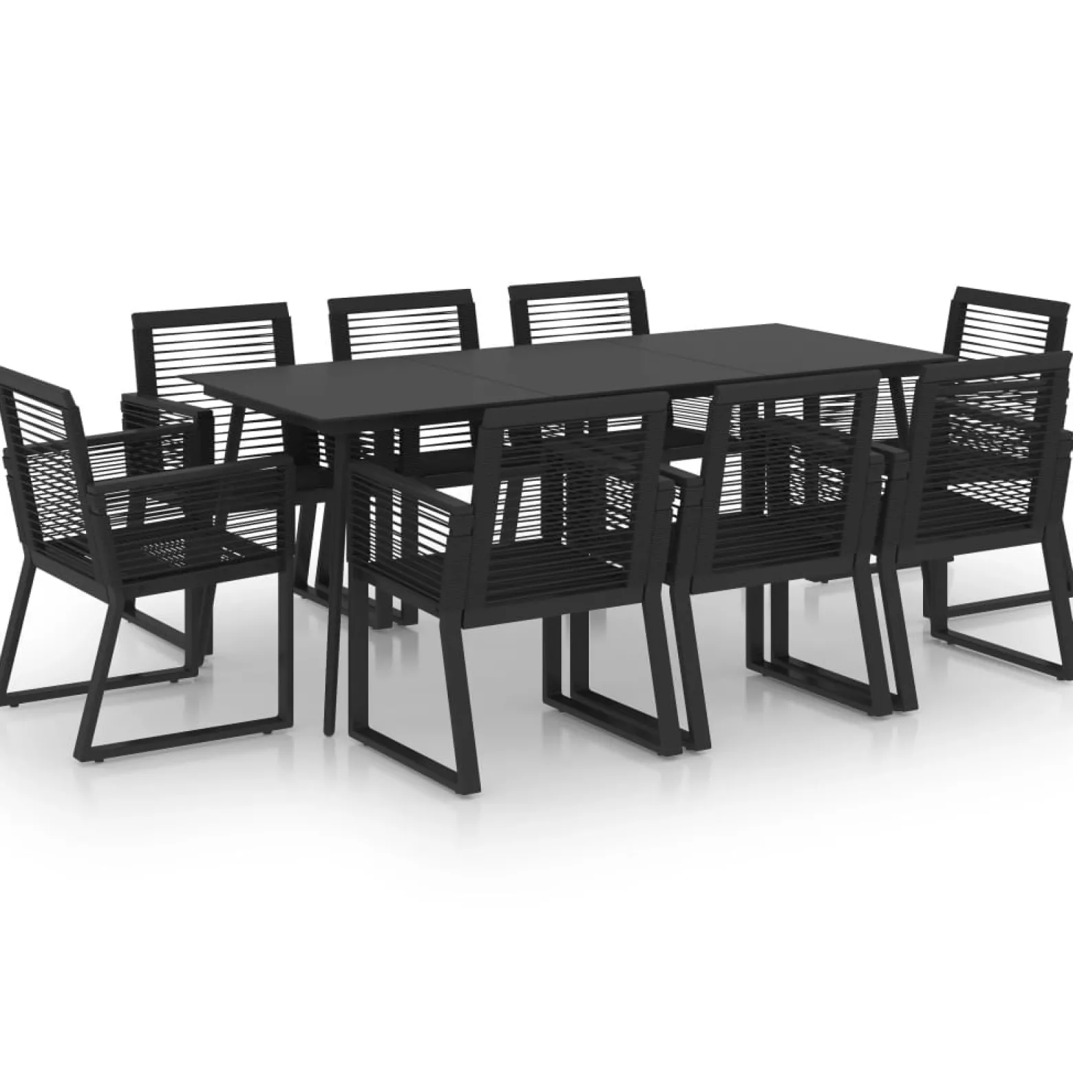 Zestaw mebli ogrodowych Czarny 190 cm table length PVC vidaXL