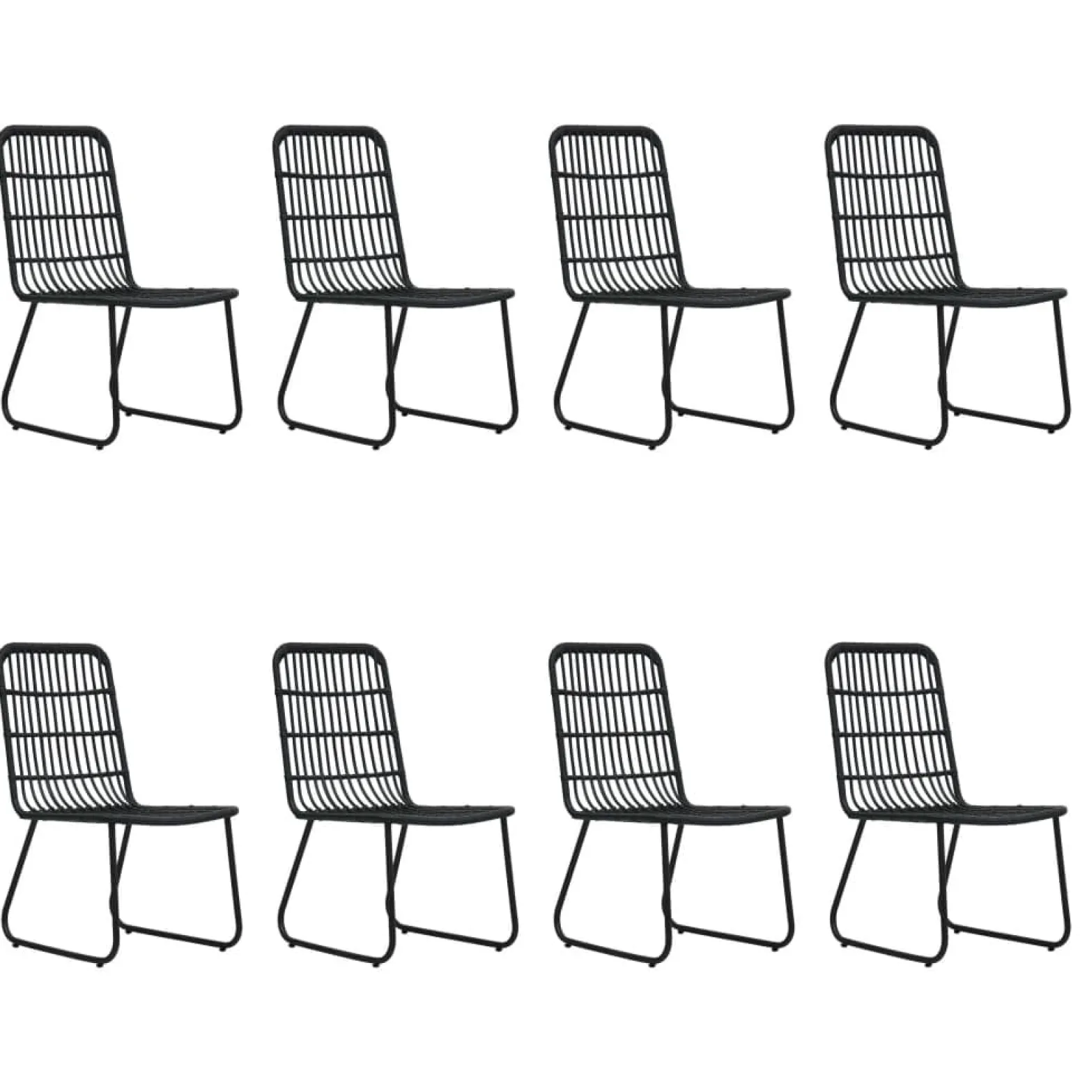 Zestaw mebli ogrodowych Czarny 190 cm table length Technorattan vidaXL