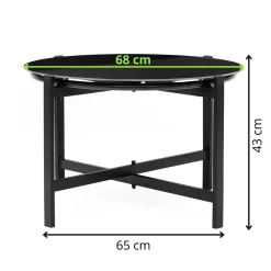 Zestaw mebli ogrodowych dla 4 osób sofa, krzesła, stolik metalowe, czarne