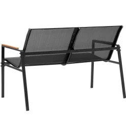 Zestaw mebli ogrodowych dla 4 osób sofa, krzesła, stolik metalowe, czarne