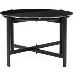 Zestaw mebli ogrodowych dla 4 osób sofa, krzesła, stolik metalowe, czarne