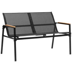 Zestaw mebli ogrodowych dla 4 osób sofa, krzesła, stolik metalowe, czarne