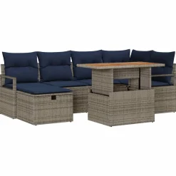 Zestaw Mebli Ogrodowych Modułowy Rattan Szary Sofa na Taras Ogród