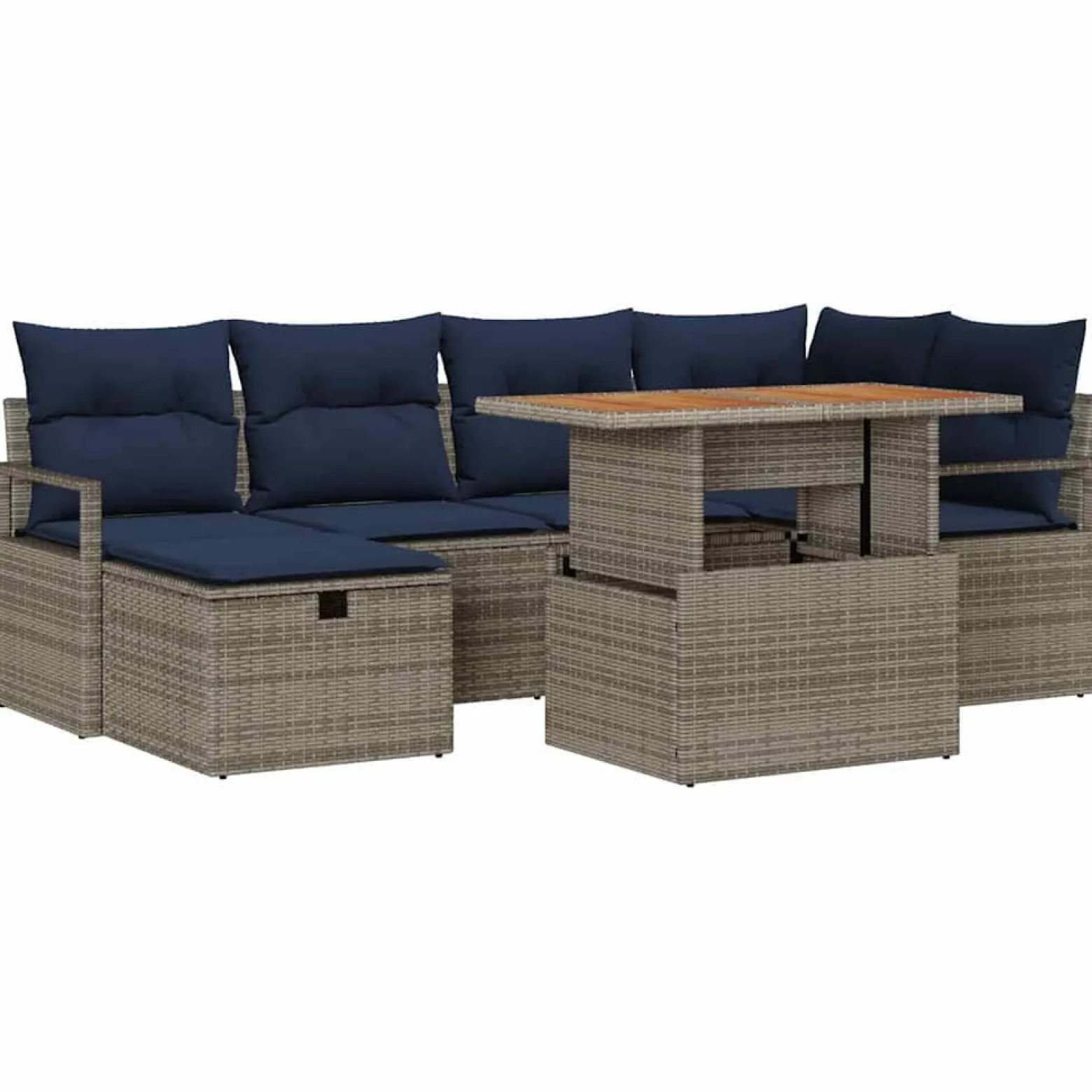 Zestaw Mebli Ogrodowych Modułowy Rattan Szary Sofa na Taras Ogród